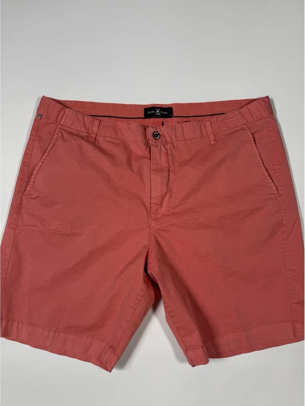 Psycho Bunny Men’s Coral Chino Shorts Size 40 Stretch Flat Front Casual